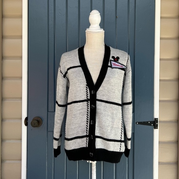 Disney Mouseketeers Mickey Mouse Club Grayscale Cardigan Sweater-Sz XS - Picture 2 of 9